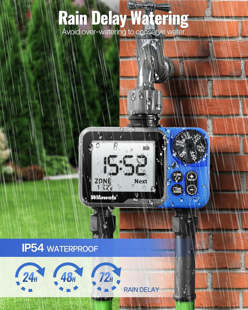 Water Timer for Garden Hose, 2 Zone Sprinkler Timer, Automatic Irrigation System