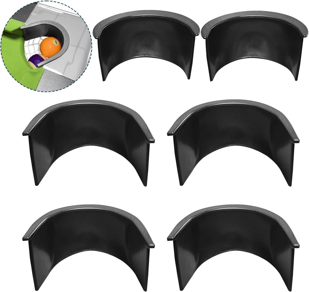 Pool Table Pocket Liners 6 Pc Billiards 6 Pc, Black