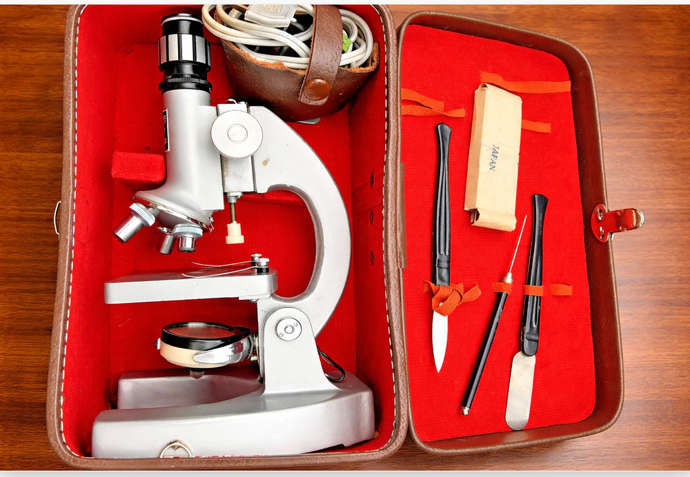 Vintage Jason Microscope w/ Case & Accessories Student Lab Scope Works