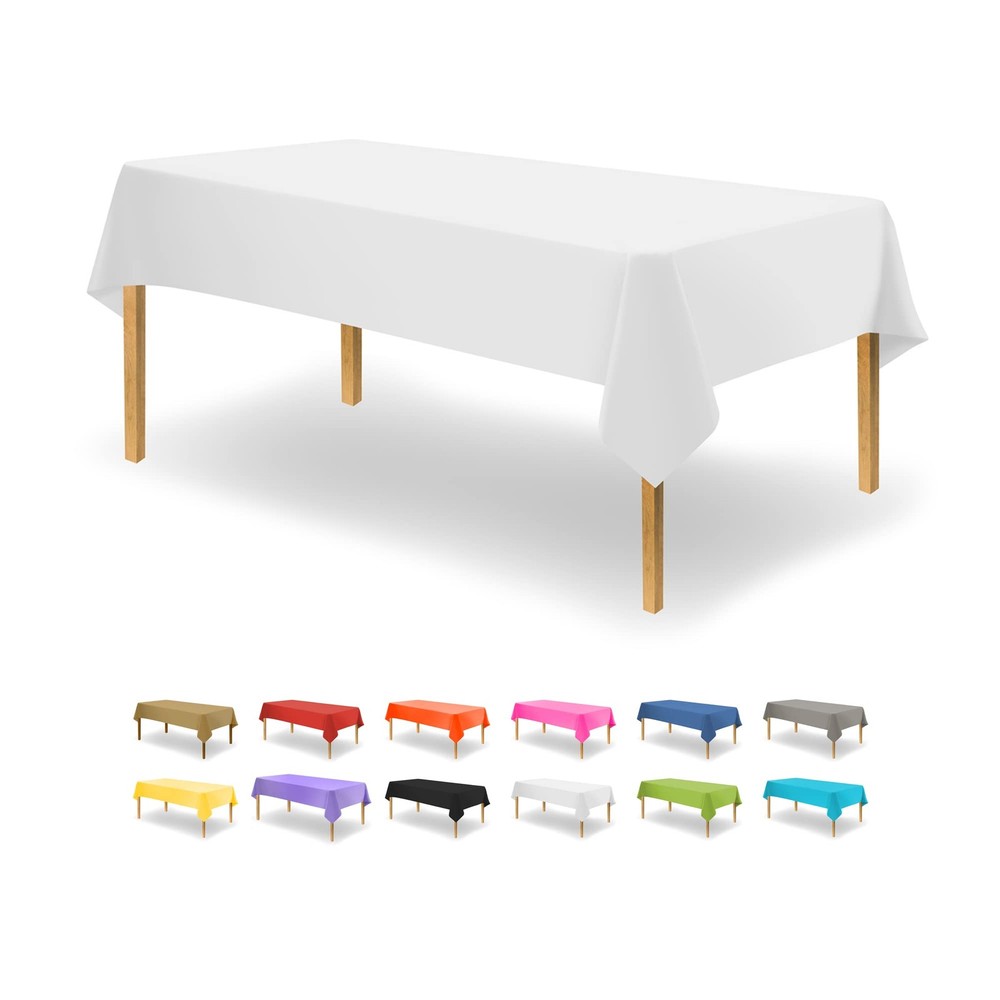 Party Dimensions White Disposable Plastic Tablecloth for Rectangle Tables (12 Pa
