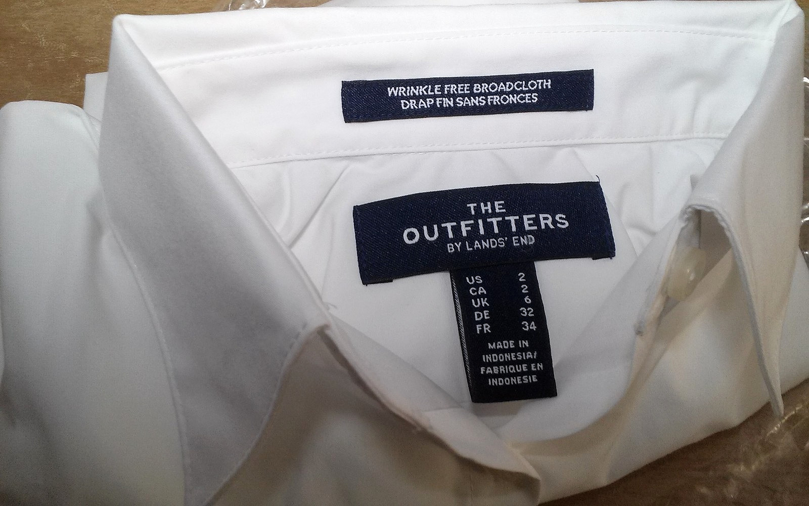 Lands' End Wrinkle Free Broadcloth Women's White Shirt Size 2