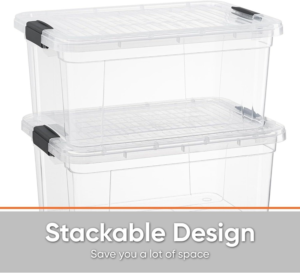 Superio Clear Storage Bins with Lids, 6 Pack- Plastic Storage Boxes - 11 Quart