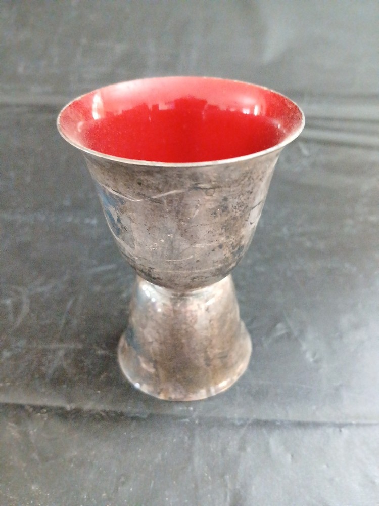 Reed & Barton Red & Green Silver Plated Double Jigger