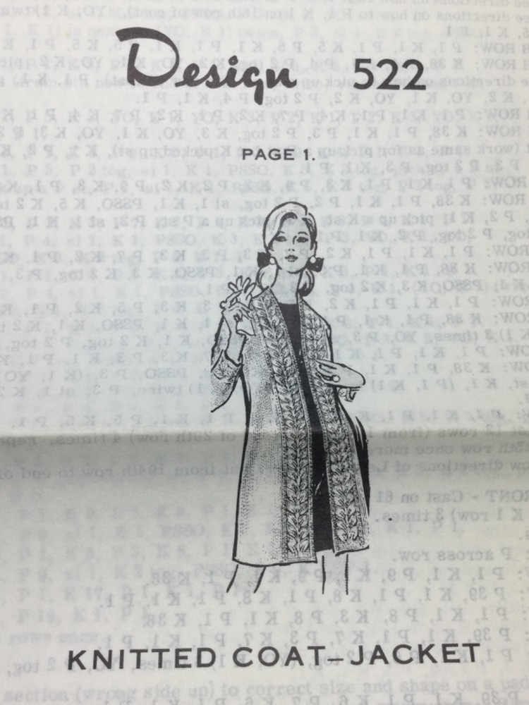 Vtg Mail Order Design 522 KNITTED JACKET PATTERN Original