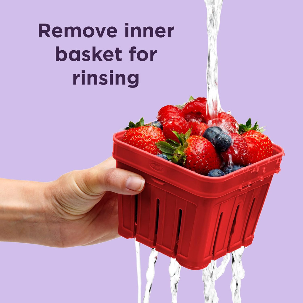 Bramble Berry Basket and Colander (1-Quart, Cherry)
