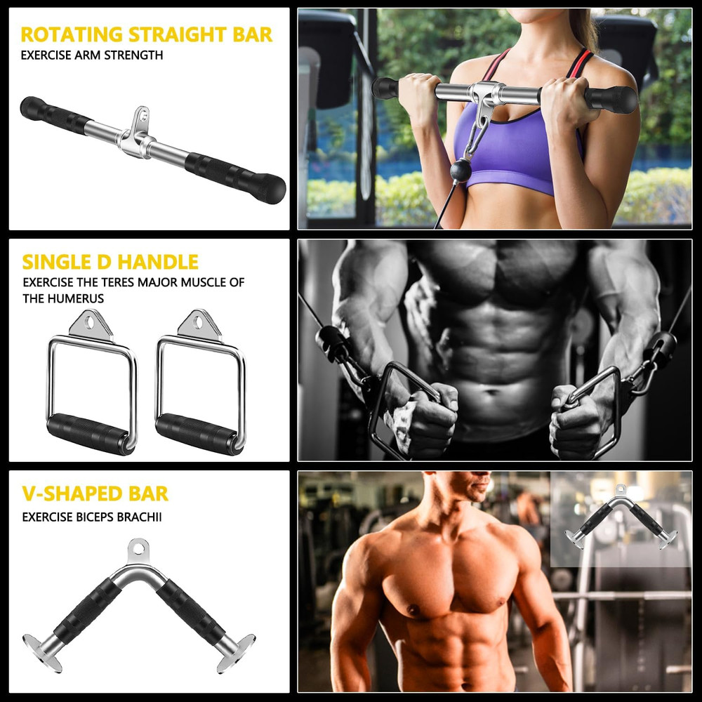 Cable Machine Attachment, LAT Pulldown Attachments, Home Gym Accessories, Tricep