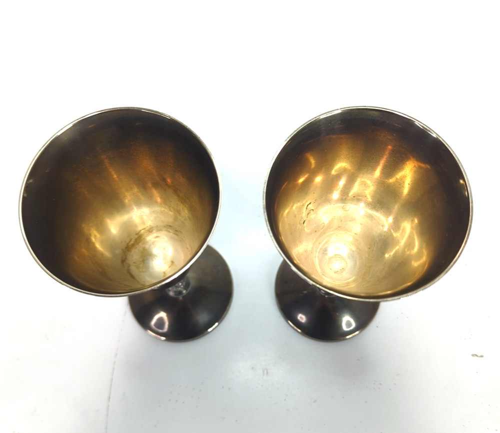 Vintage 6 Silver Plated Roma S.L. Spain Madrid 7-1/8” Height Wine Goblets Used