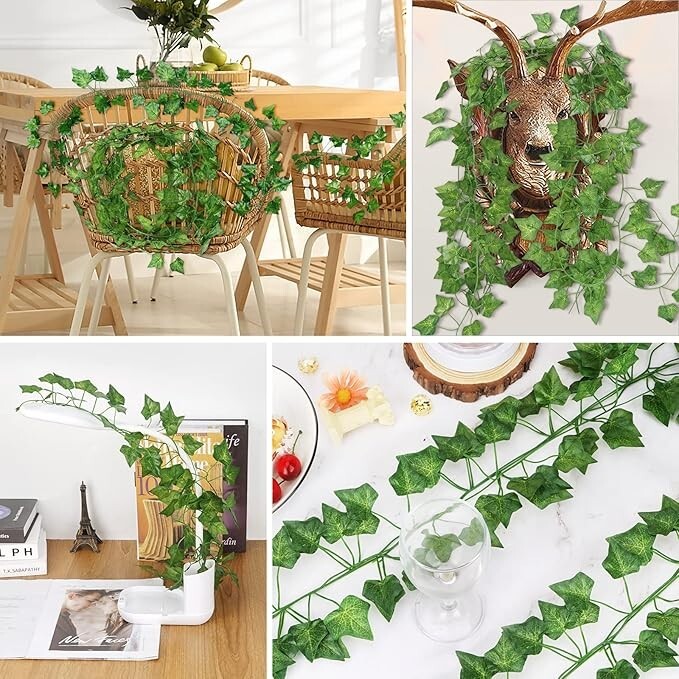 12 Strands 84FT Artificial Hanging Ivy Garland Fake Ivy Leaf Vine Home Decor USA