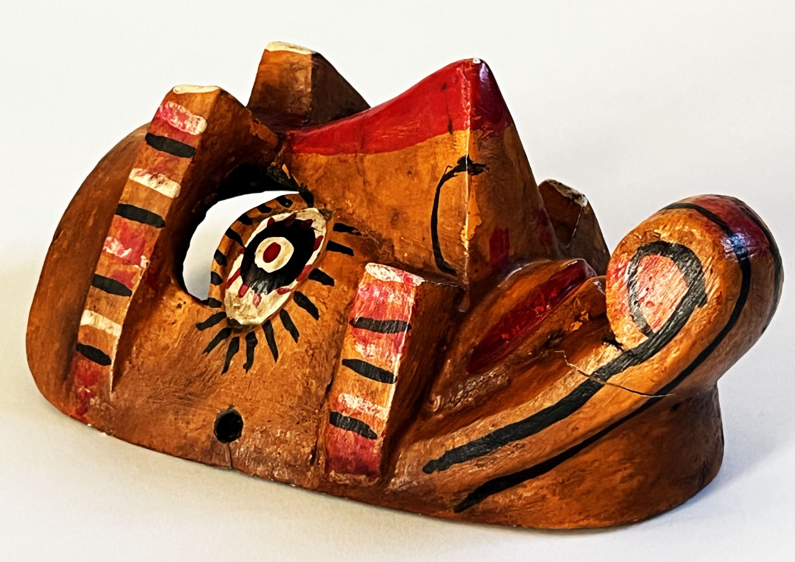 VTG MEXICAN GUERRERO FOLK ART HAND CARVED WOOD MORO CHINO CULTURAL DANCE MASK