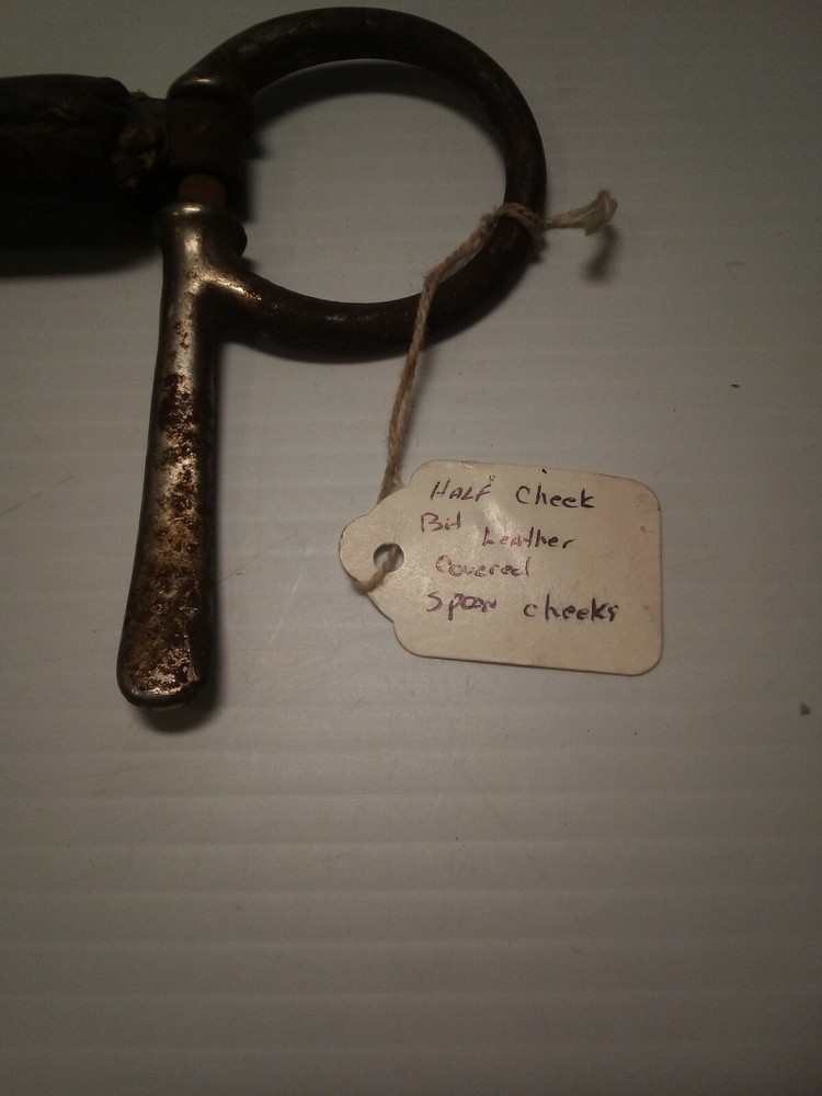 Antique Half Cheek Driving Bit Leather covered, Spoon Cheeks