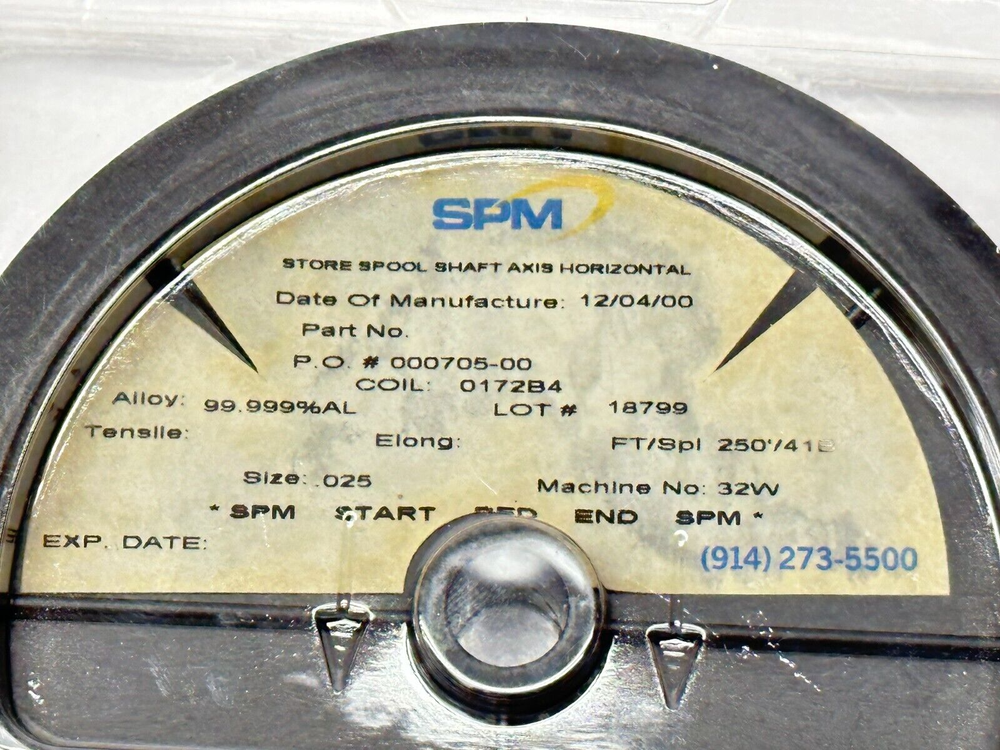 SPM 0.025 99.999% AL Wire 250ft Spool