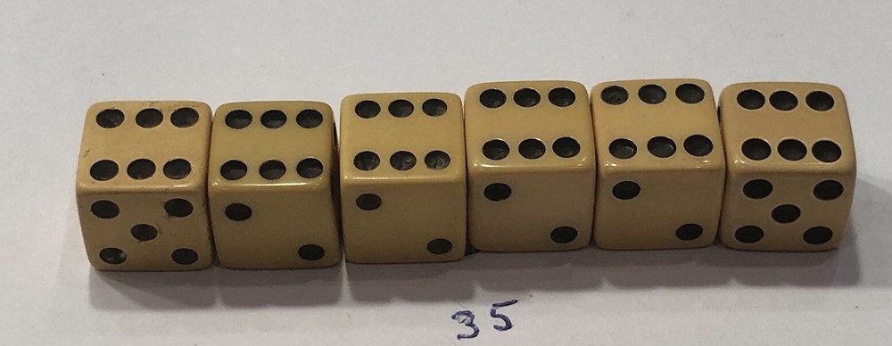 Three Pair Butterscotch Bakelite 1/2” Vintage Dice (Tested)