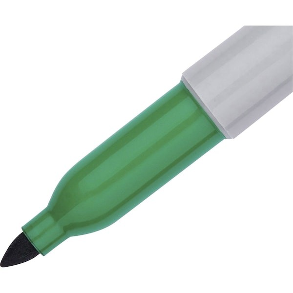 Sharpie 30004 Permanent Marker, Green, Fine Tip, Capped, 12 Pk