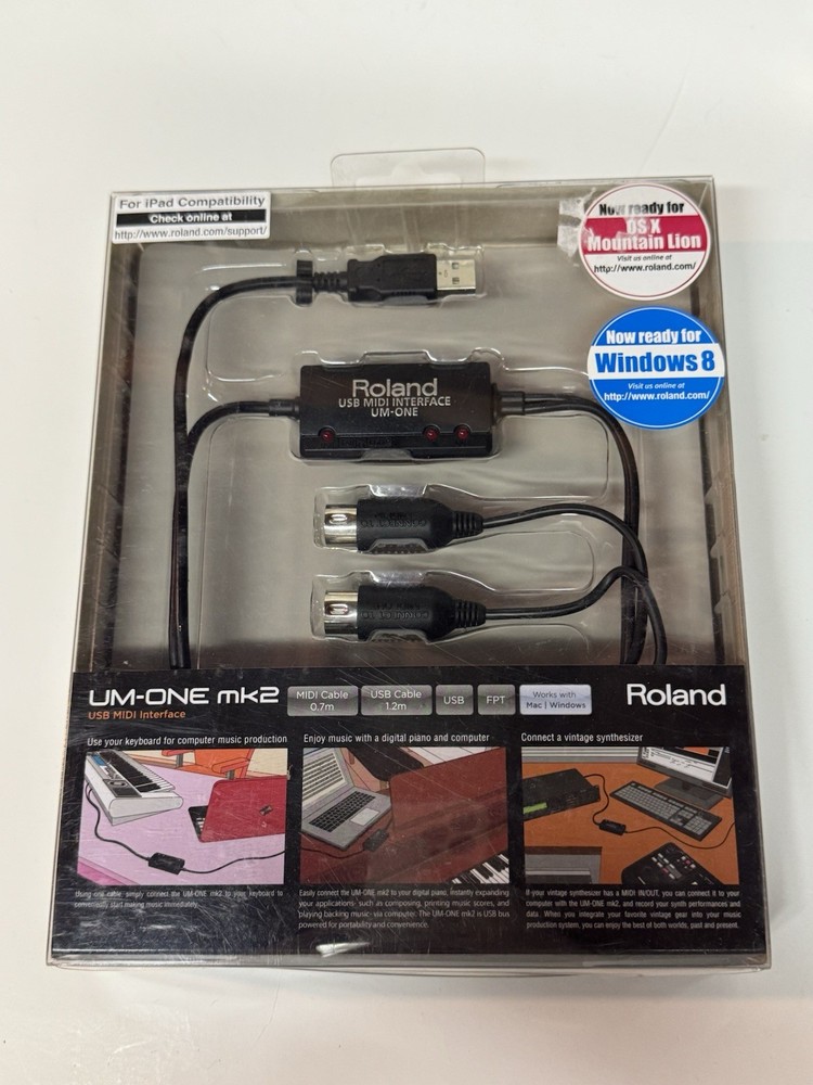 Roland UM-ONE mk2 Black USB MIDI Interface For iPad Compatibility - NEW