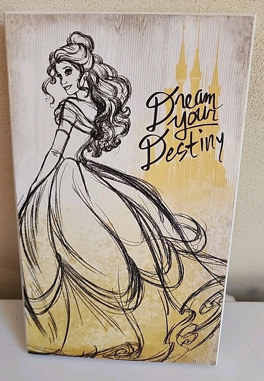 Disney Belle Beauty & The Beast Wooden Sign Wall Decor 8"×13” Princess