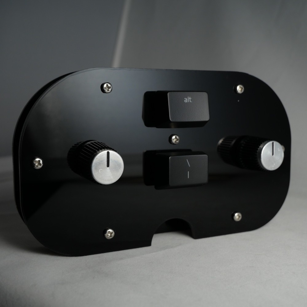 Black Acrylic Midi Controller with 2 Note Buttons and 2 Potentiometer Knobs