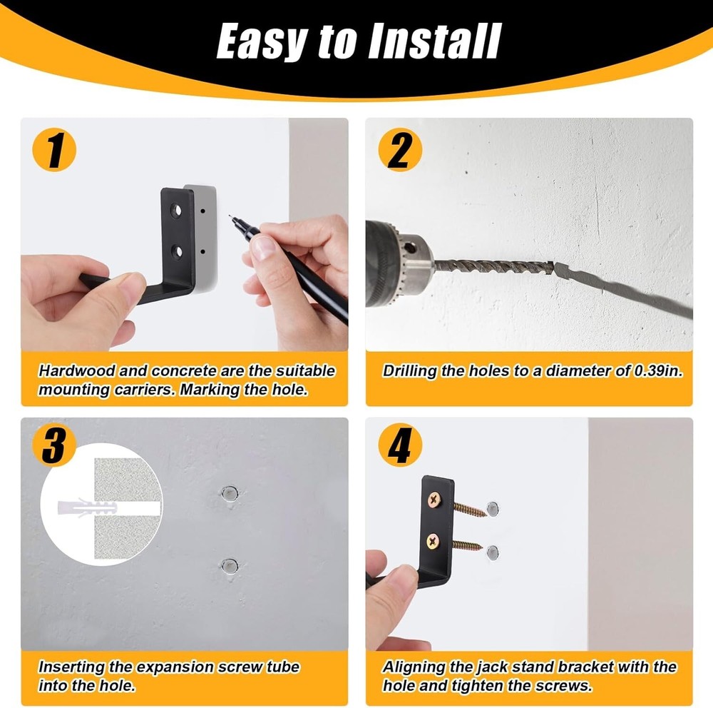 4 Pack Wall Mount Jack Stand Organizer Garage Storage Utility Hooks Jack Holder