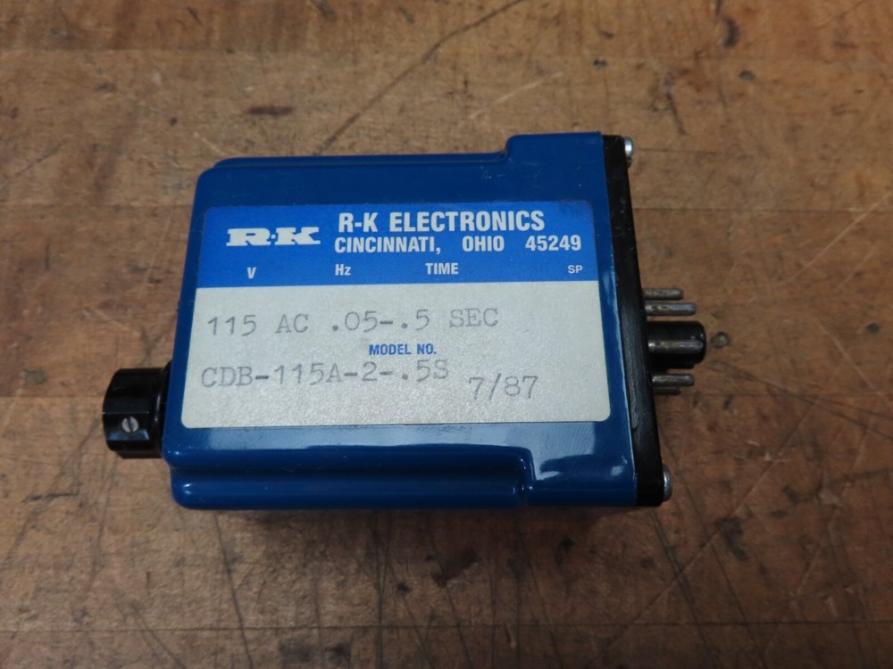 R-K Electronics CDB-115A-2-.5S 8 pin time delay relay .05-0.5 sec (@D84)