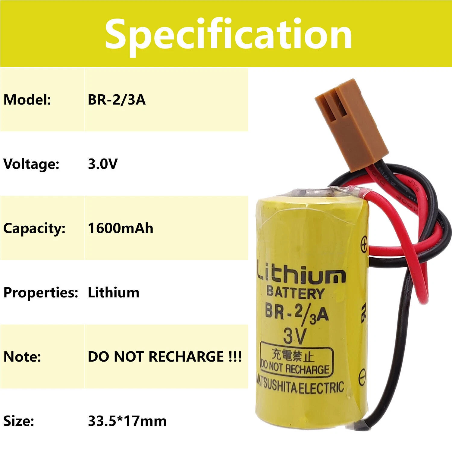 2x BR-2/3A 3V 1600mAh PLC Battery Replacement for FANUC A98L-0031-0006