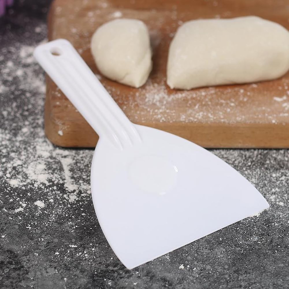 2 Pcs White Plastic Dough Scraper Cutters, Bread Chopper Separator, Flour Scr...