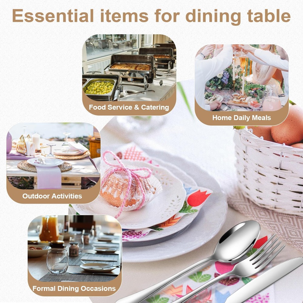 Silverware Set 50 Piece Stainless Steel Flatware Set Silverware Utensils for ...