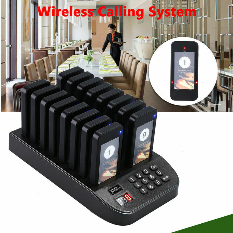 16 Pager Guest Keypad Wireless Calling Paging Queuing System Restaurant Coaster