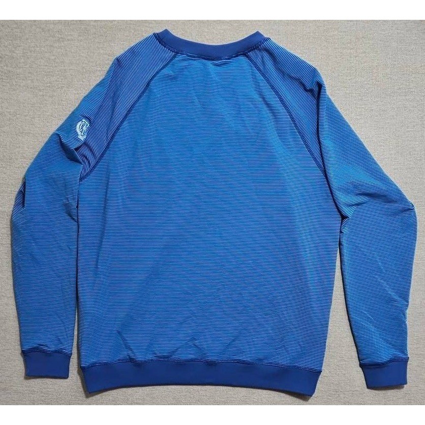 FootJoy Mens Blue Micro Stripe Performance Pullover Crew Neck Sweatshirt Large
