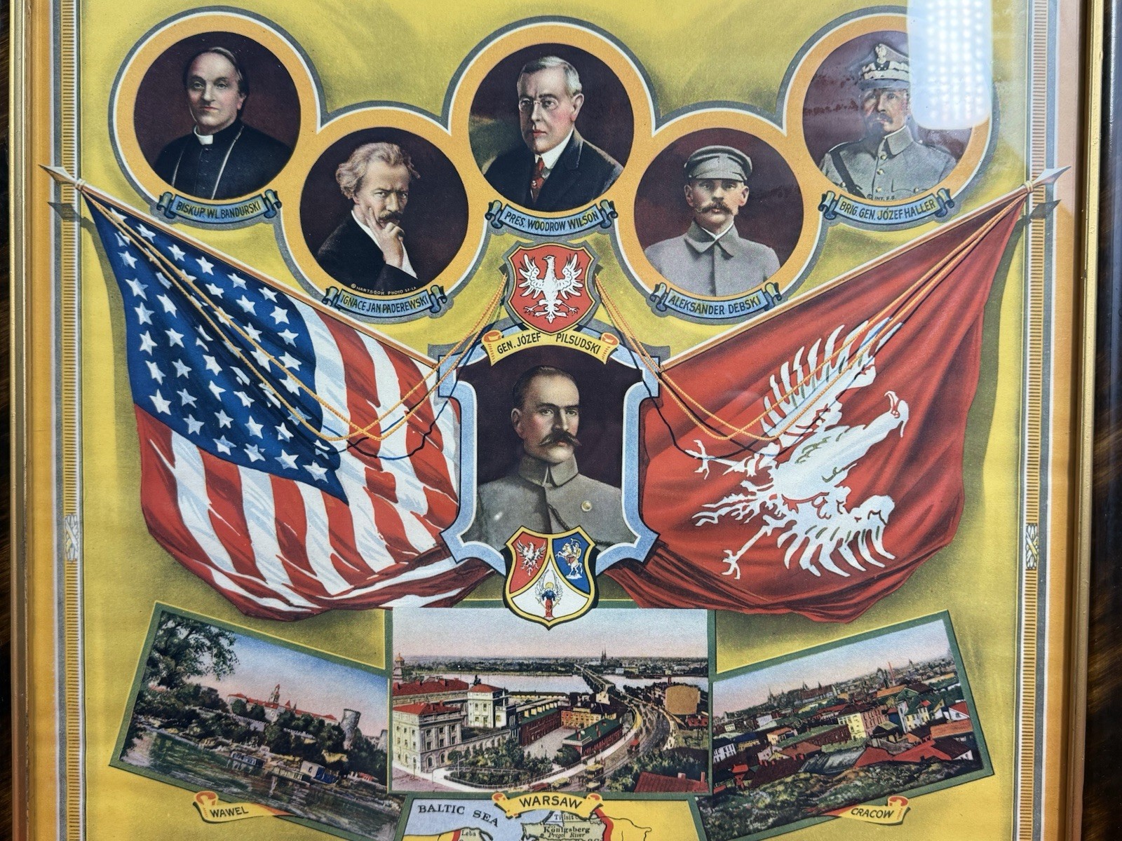 WW1 Era 1919 Dated Polish-American Advertisement Print Woodrow Wilson