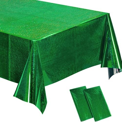 Table Cloth Disposable Table Covers - Plastic Rectangle Tablecloth for Green