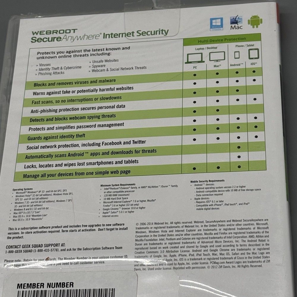 Webroot SecureAnywhere Internet Security - Full Version for Windows & Mac New