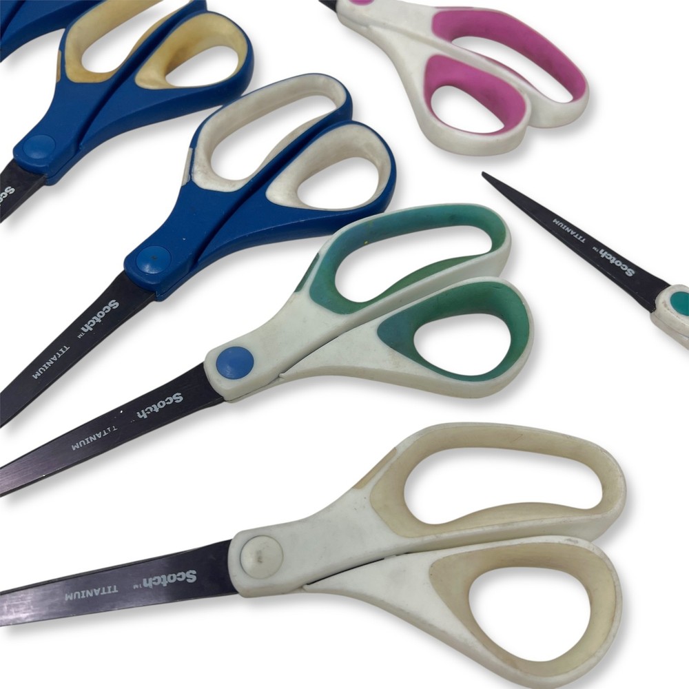 Scotch Titanium Scissors Set, 8 Inch Precision Shears, 7 Pcs, Mixed Colors