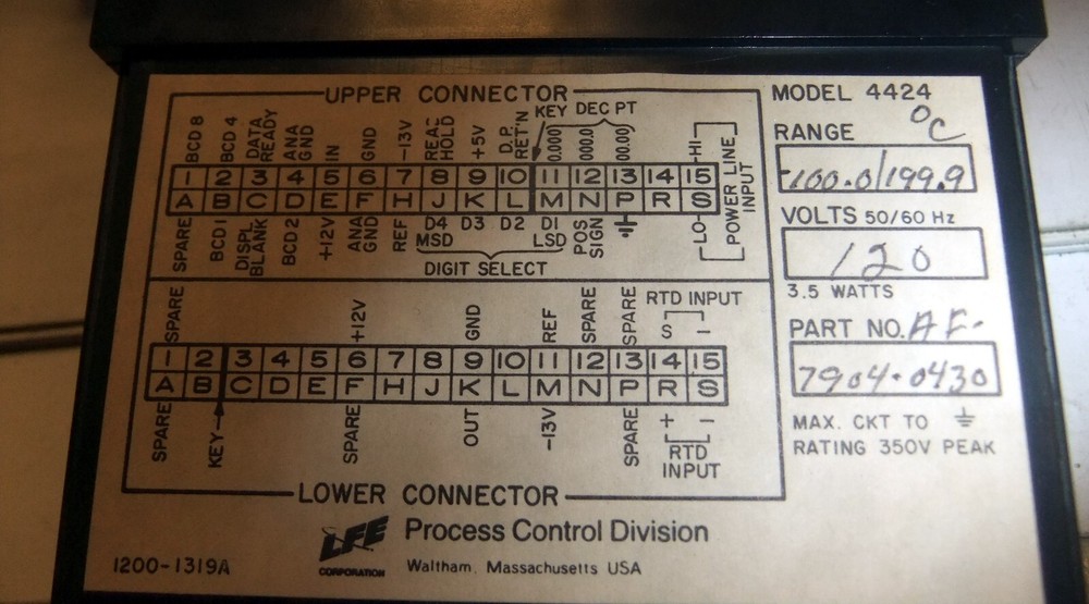 LFE AF7904-0430 Digital Panel Meter Degrees Centigrade