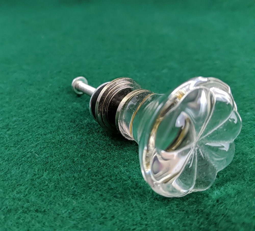 6 Clear Glass Flower Drawer Pulls Rustic Farmhouse Decor