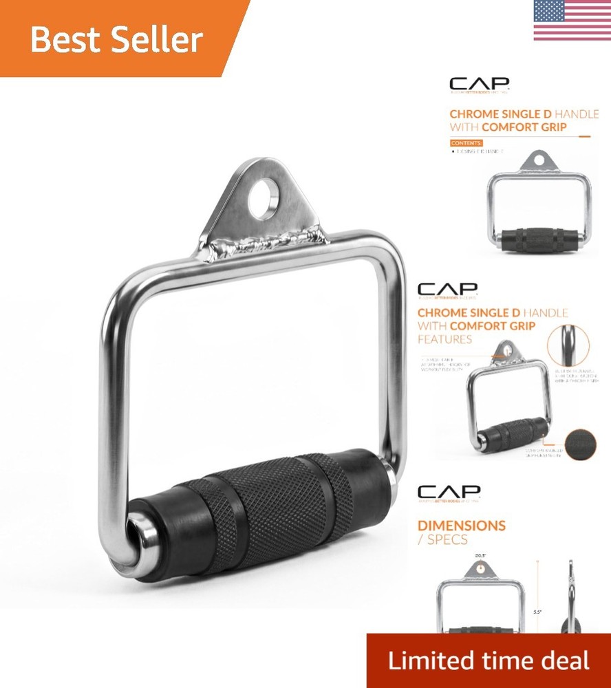 CAP Cable Machine Single D Handle – Chrome, Padded Grip for Ultimate Comfort