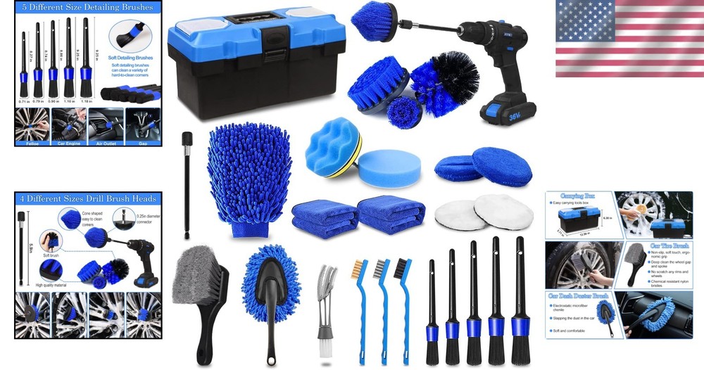 Car Detailing Kit 27pcs Blue Waterproof