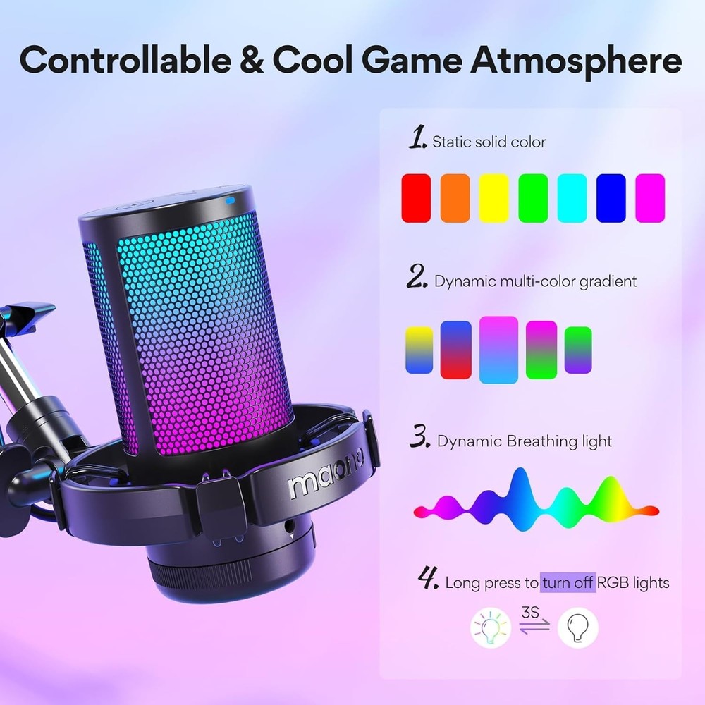Professional USB Microphone with Mute & Gain Control for Gaming & Podcasting
