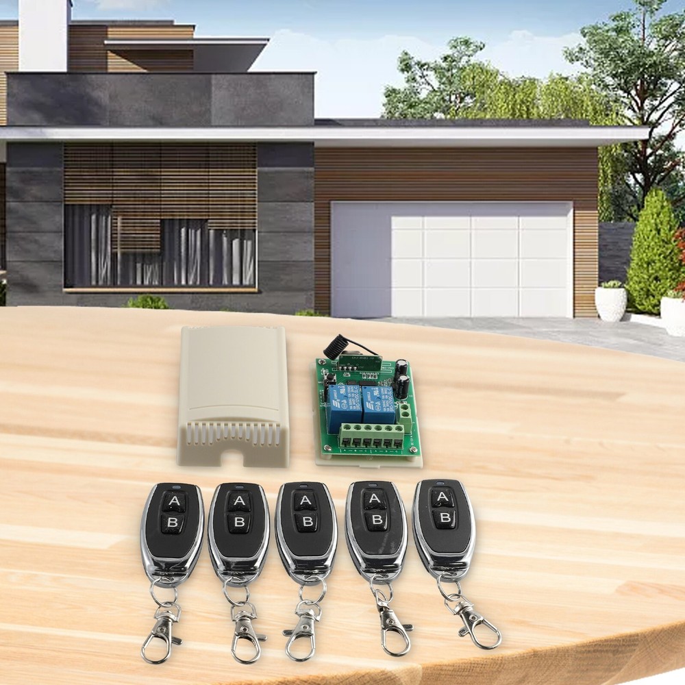 2 Channel Garage Door Remote Control Switch Relay Wireless Transmitter+Receiver