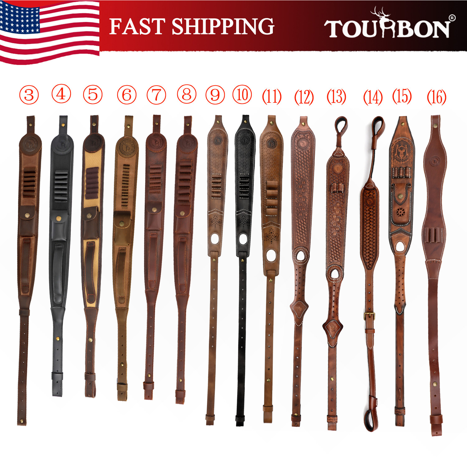 TOURBON Hunting Shooting Gun Sling Strap Swivels Ammo Holder US-Multiple Choices