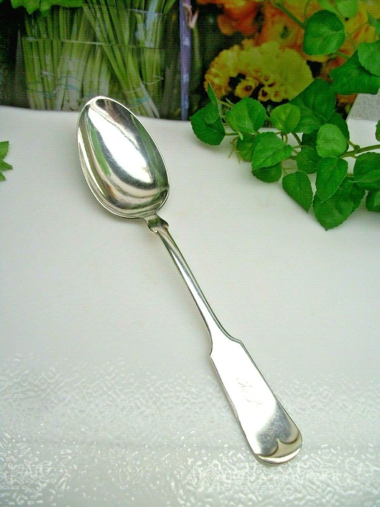 Antique Oneida Rockford Silver TIPPED Silverplate Solid Serving Spoon 1900  Mono