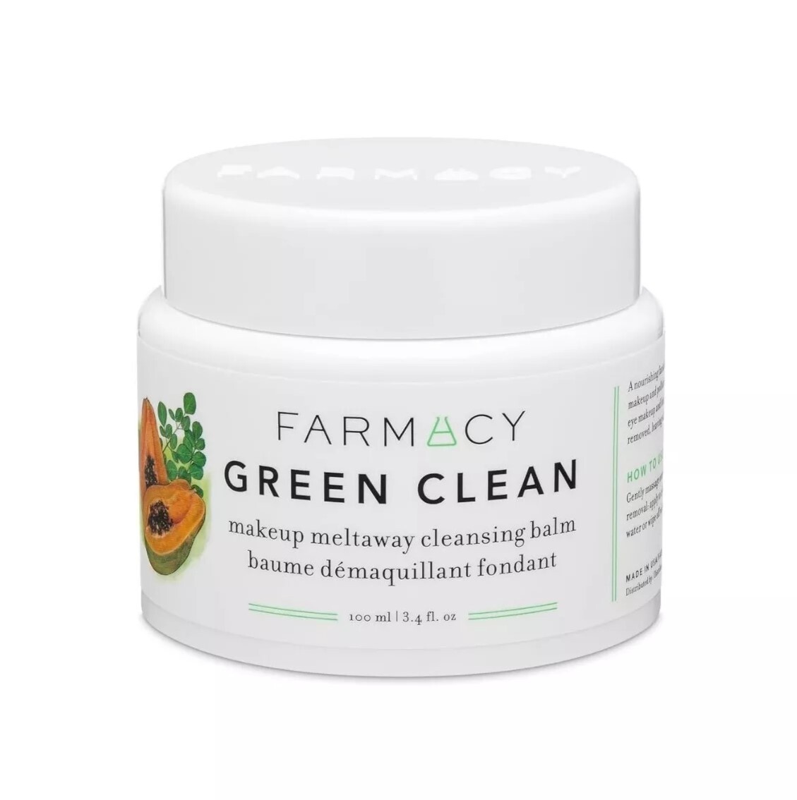 Farmacy Green Clean Makeup Remover Balm 3.4 oz (100mL) - Natural Cleanser