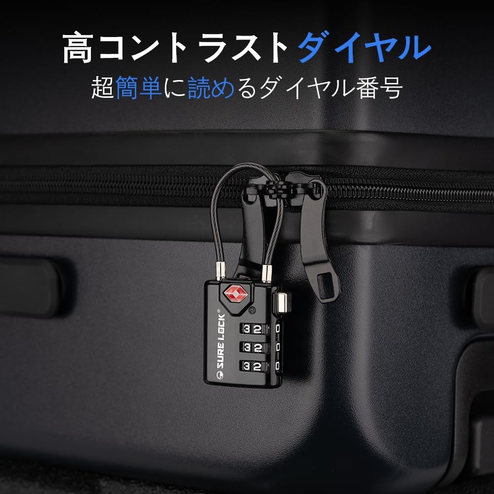 TSA Approved Combination Luggage Locks with Open Alert Indicator – Durable Zi...