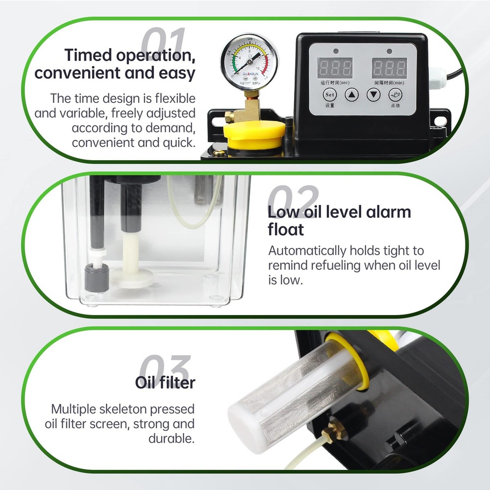 Automatic Lubricating Oil Pump 110V 2L, Electromagnetic Lubrication Pump Digi...