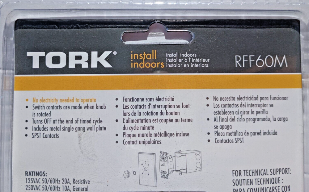 Tork In-Wall Interval Timer Switch Stainless Steel Spring Wound RFF60M Silver