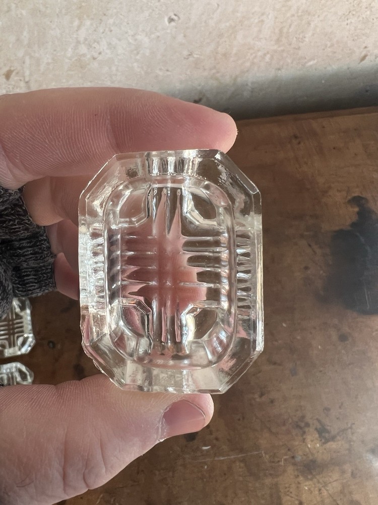 Vintage Rectangular Footed Pressed Glass Salt Bowls 11