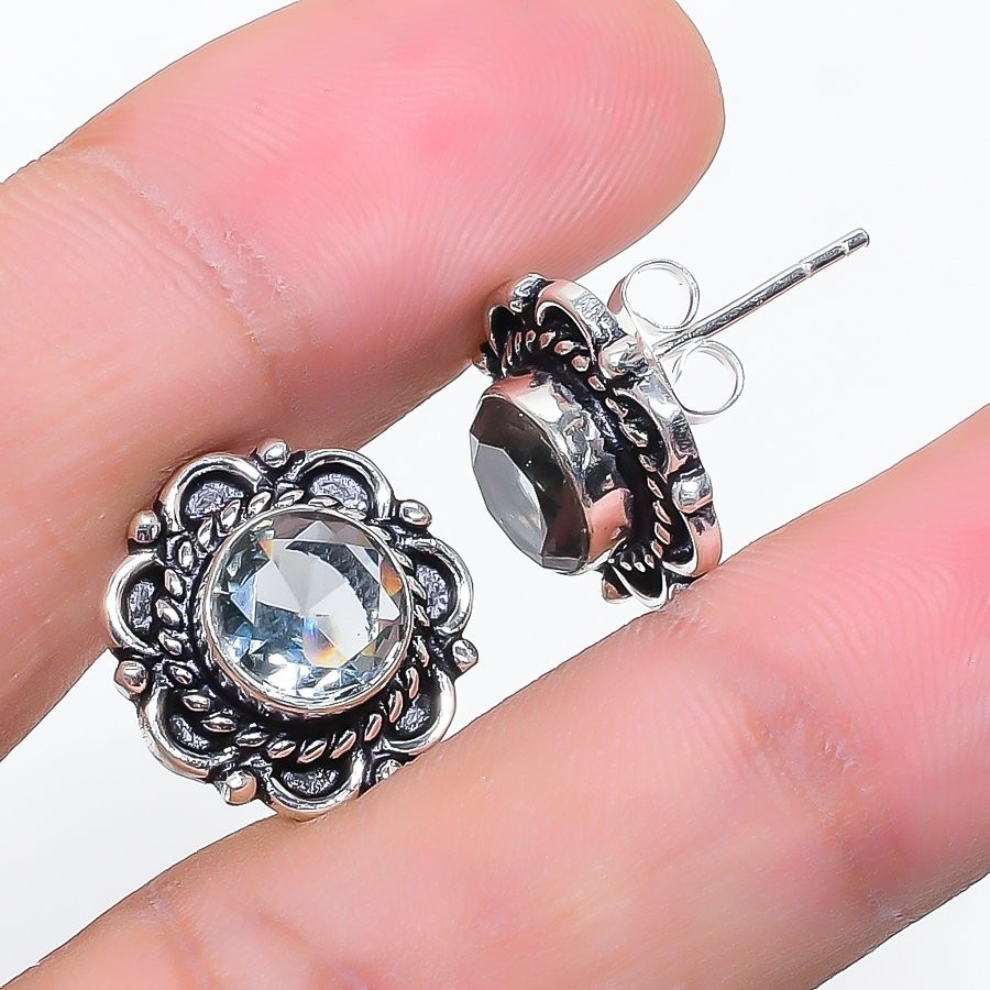 Alexandrite Gemstone 925 Sterling Silver Jewelry Stud Earrings  Size 0.6"