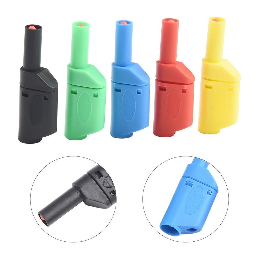 Retractable Sheath Stackable Solder Connectors 5pcs Set 4mm Safety Design