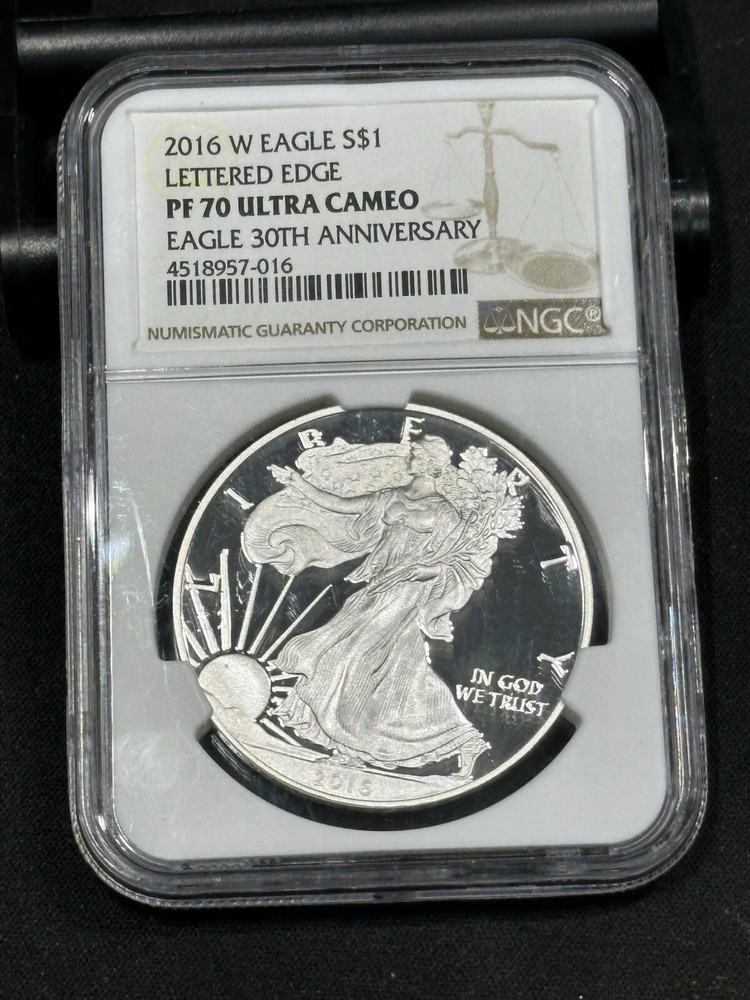 PF70 2016-W Silver Eagle Lettered Edge NGC 30th Anniversary