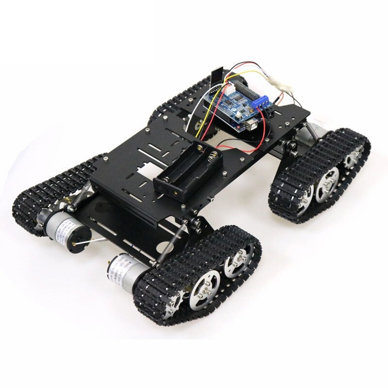 4WD Robot Tank Chassis Kit Chassis + Joystick Control + 4pcs Motors w/ Encoder