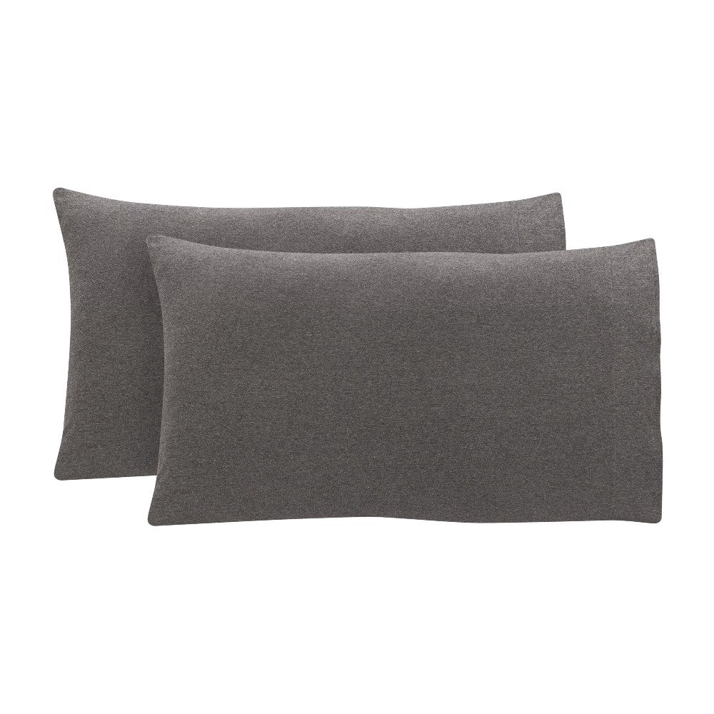 Extra Soft Jersey Pillowcase Set Standard Queen Size Charcoal Grey 2 Piece