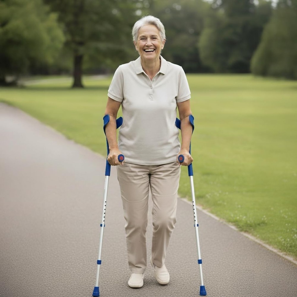 Adjustable Height Elbow Crutches x2 Set - Lightweight